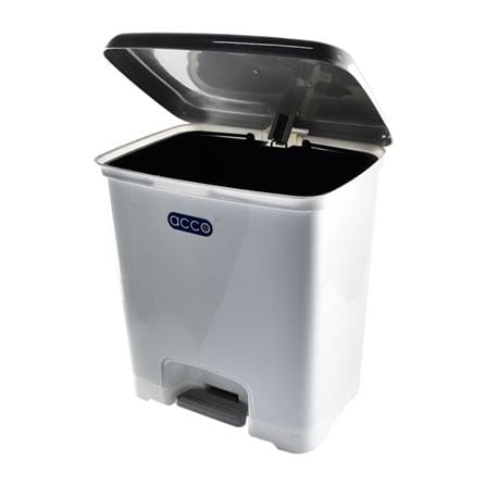 SQUARE DUSTBIN PEDAL ACCO CHIC 30L WHITE/GREY