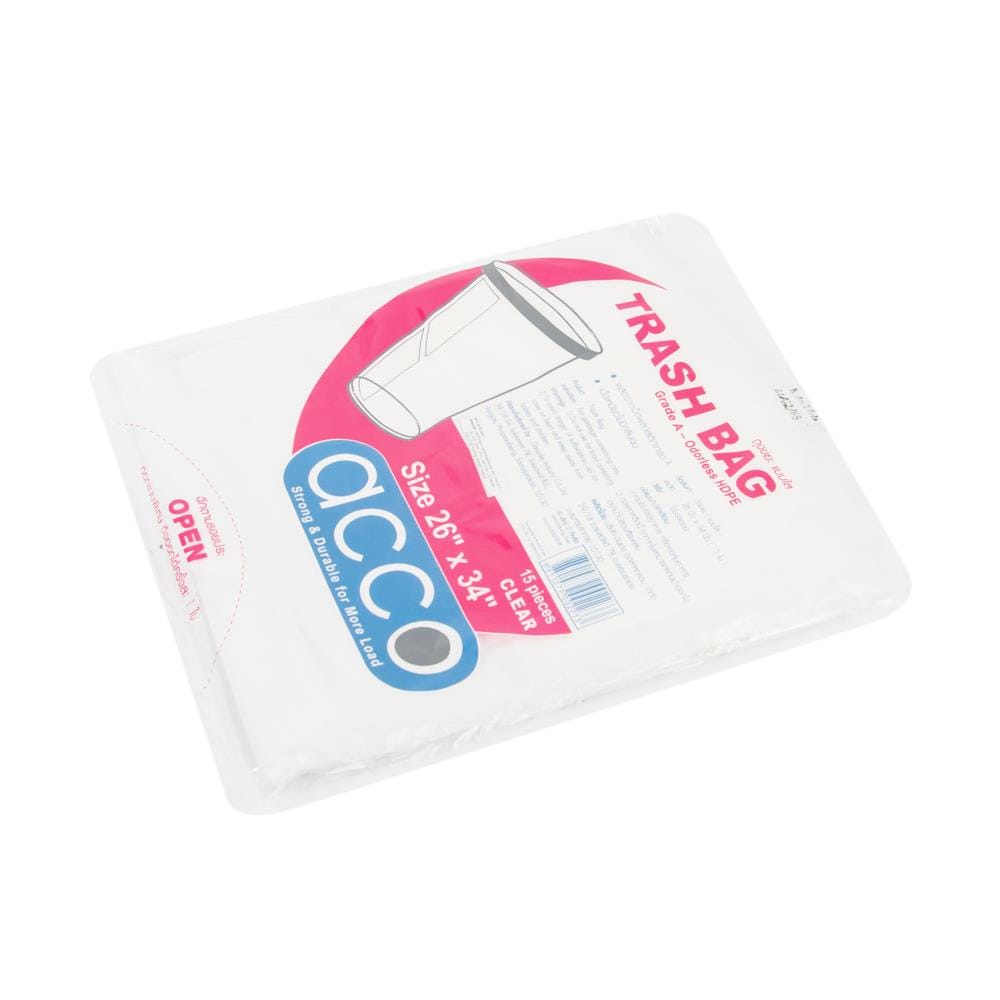 GARBAGE BAGS THIN ACCO 26X34" 15PCS CLEAR