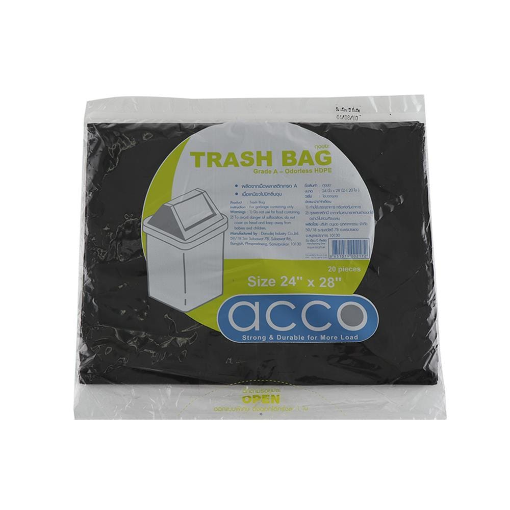 GARBAGE BAGS THIN ACCO 24X28" 20PCS BLACK