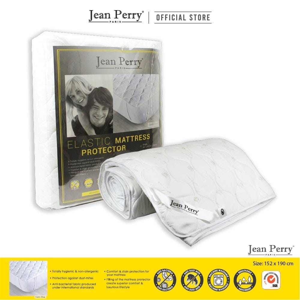JEAN PERRY MATTRESS PAD ELASTIC Q WHITE