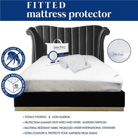 JEAN PERRY FITTED EXTRA THICK MATTRESS PROTECTOR QUEEN SIZE WHITE