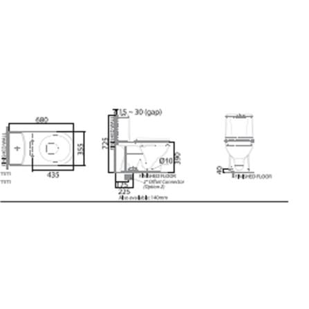 CLAYTAN 1P TOILET C1655SQSCD04T WHITE 4/3 LITRE H70XW74XD20 CM