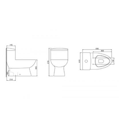 SERICITE 1 PIECE TOILET DUAL FLUSH WC1015 3/6L H67XW70XD23 CM WHITE