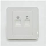 SIMON TELEPHONE SOCKET DOUBLE OUTLET 2 GANG RJ11+RJ45 35229S WHITE