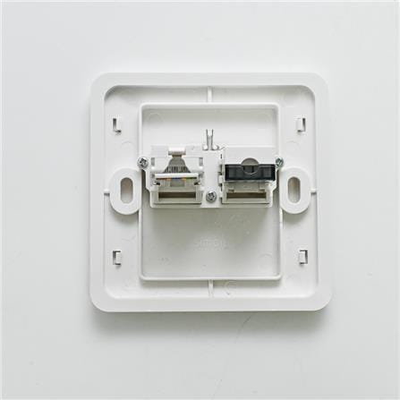 SIMON TELEPHONE SOCKET DOUBLE OUTLET 2 GANG RJ11+RJ45 35229S WHITE