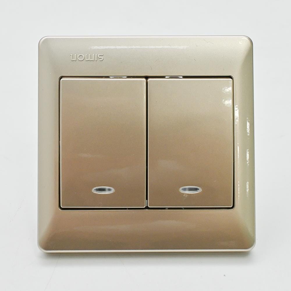 10A 2 GANG 1 WAY SWITCH WITH LED SIMON 51021BLD CC CHAMPAGNE