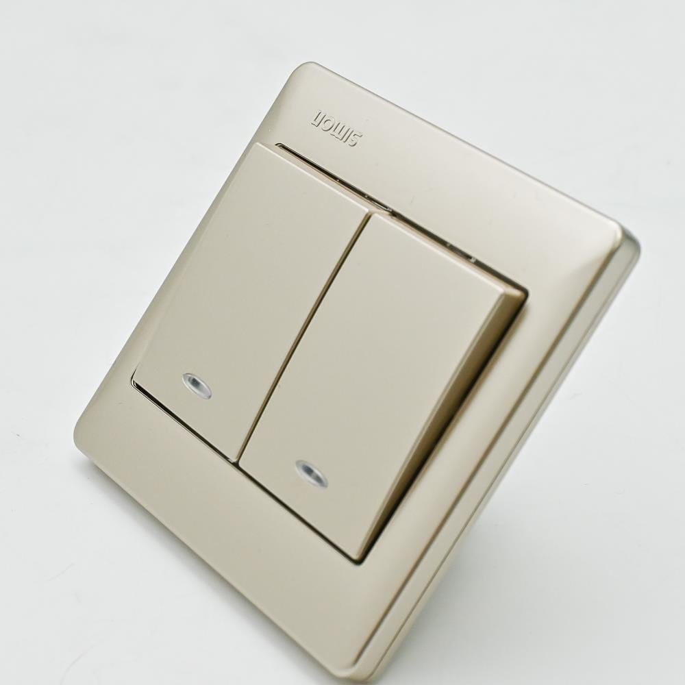 10A 2 GANG 1 WAY SWITCH WITH LED SIMON 51021BLD CC CHAMPAGNE