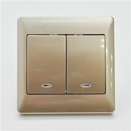 10A 2 GANG 1 WAY SWITCH WITH LED SIMON 51021BLD CC CHAMPAGNE