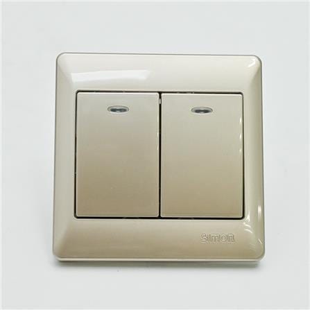 10A 2G 2W SWITCH WITH LED SIMON 51022BLD CC CHAMPAGNE