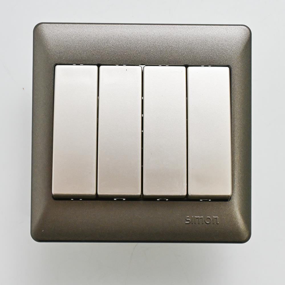 SIMON SWITCH 10A 4 GANG 1 WAY 51041B CHAMPAGNE MATTBLACK