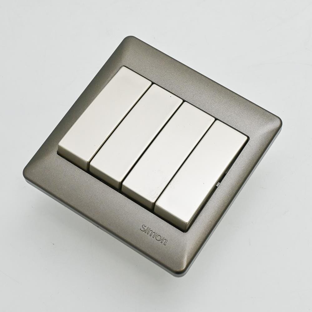 SIMON SWITCH 10A 4 GANG 1 WAY 51041B CHAMPAGNE MATTBLACK