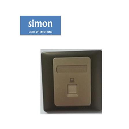SIMON 1 GANG DATA CAT5E OUTLET RJ45 55218S CHAMPAGNE MATTE BLACK