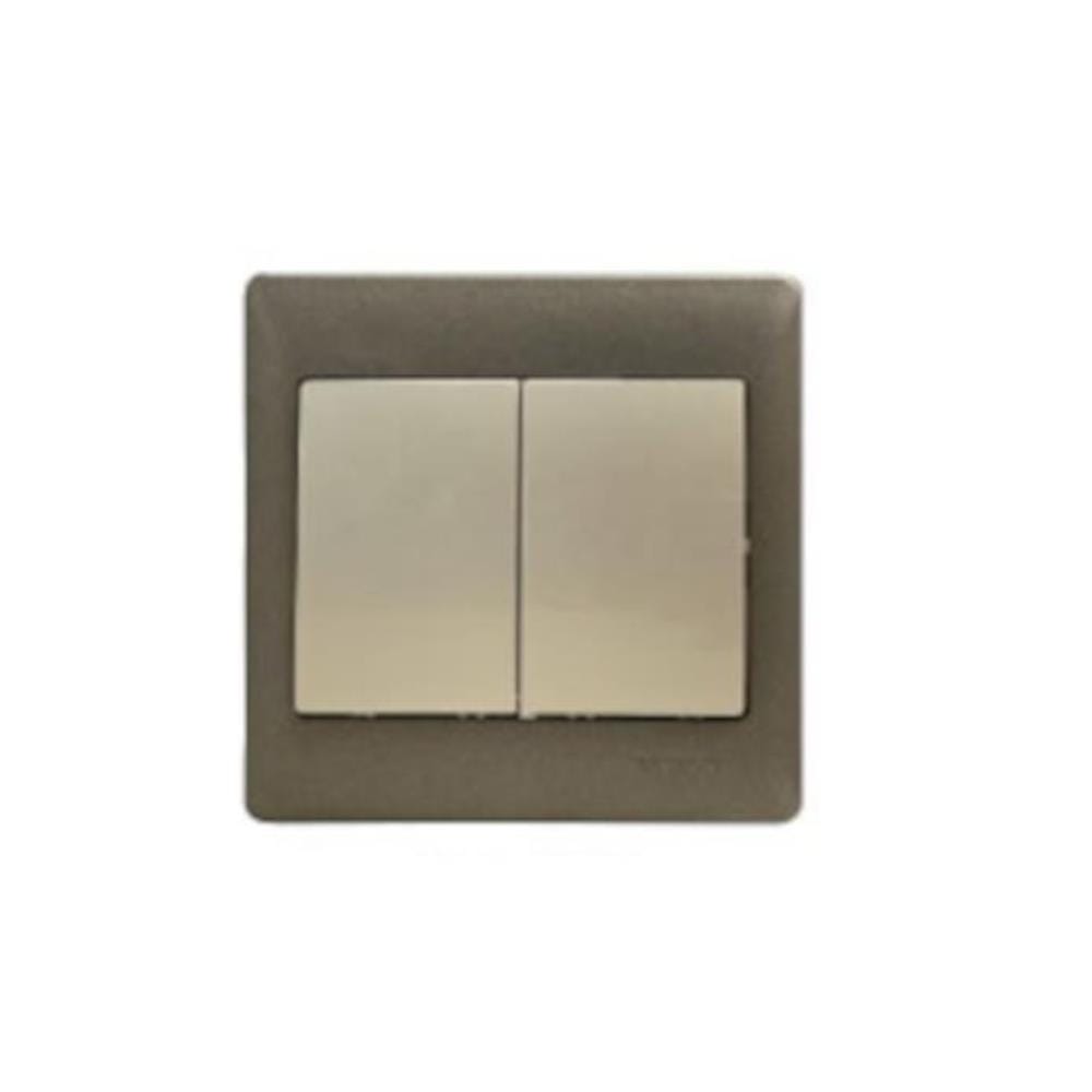 SIMON SWITCH WITH LED 10A 2GANG 2WAY DOBLE POLE 51022B CHAMPAGNE MATTBLACK