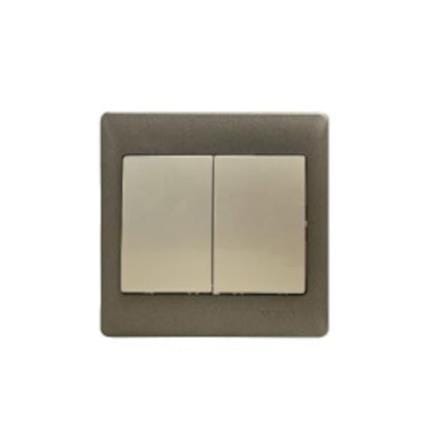 SIMON SWITCH WITH LED 10A 2GANG 2WAY DOBLE POLE 51022B CHAMPAGNE MATTBLACK