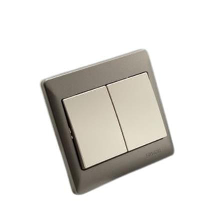 SIMON SWITCH WITH LED 10A 2GANG 2WAY DOBLE POLE 51022B CHAMPAGNE MATTBLACK