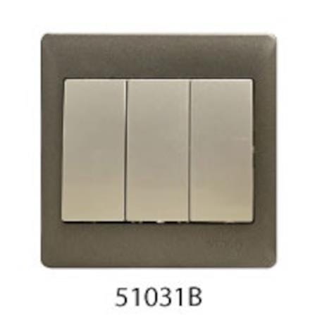 10A 3 GANG 1 WAY SWITCH SIMON 51031B CN CHAMPAGNE WALNUT