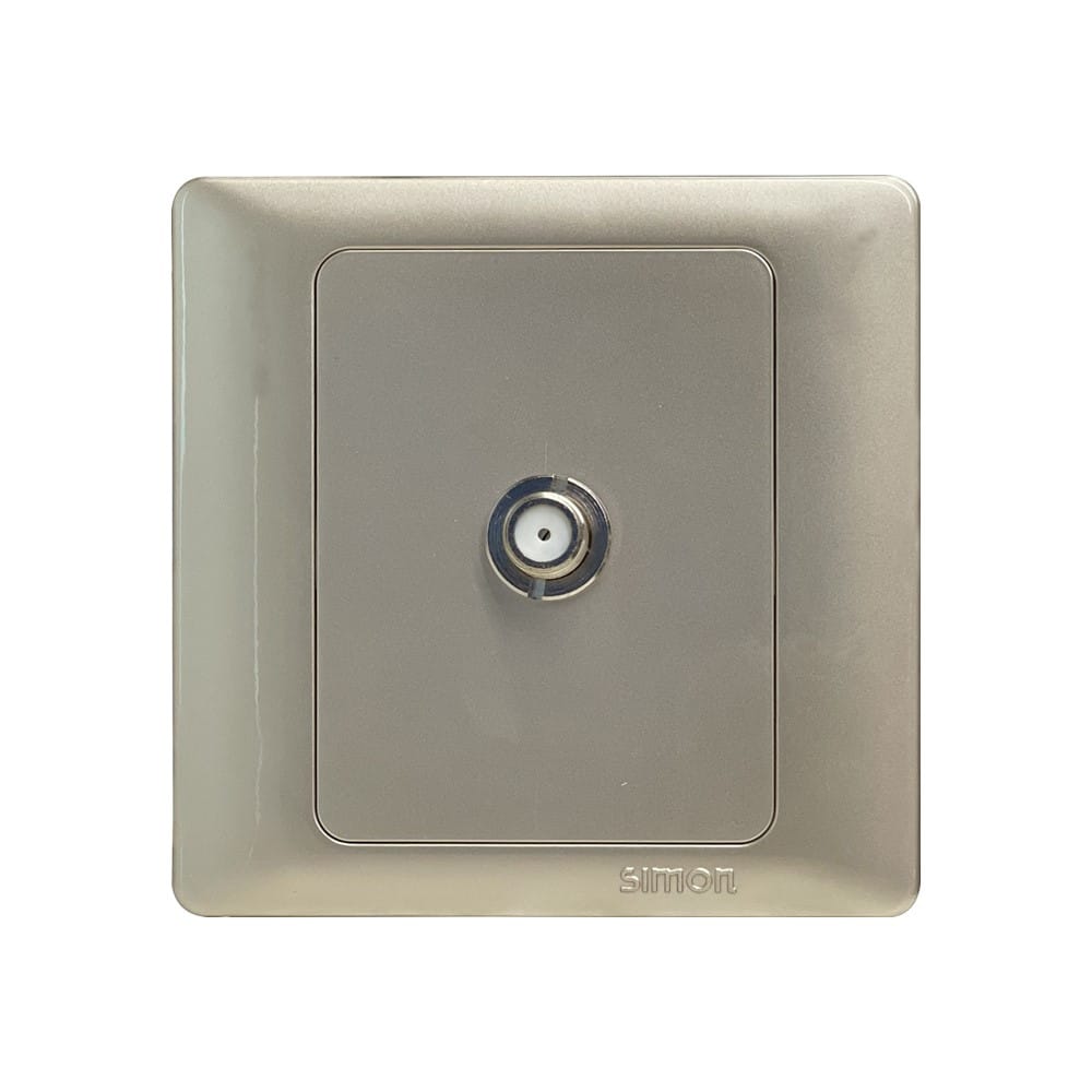 SIMON 1 GANG TV OUTLET 55111-CHAMPAGNE WALNUT
