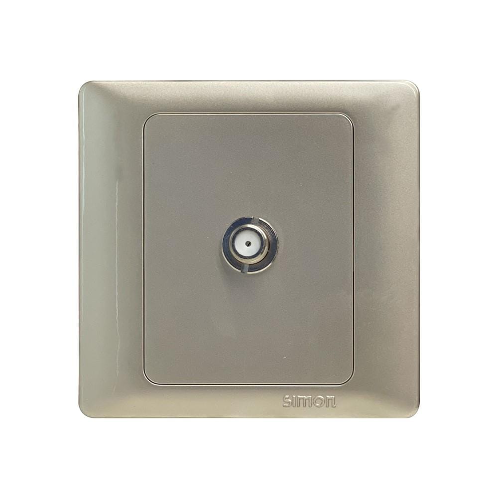 SIMON 1 GANG TV OUTLET 55111-CHAMPAGNE WALNUT