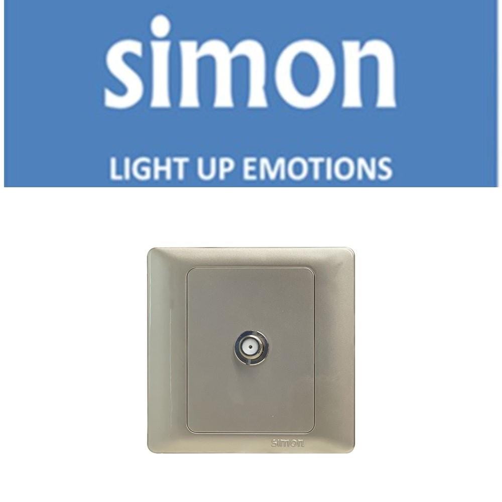 SIMON 1 GANG TV OUTLET 55111-CHAMPAGNE WALNUT