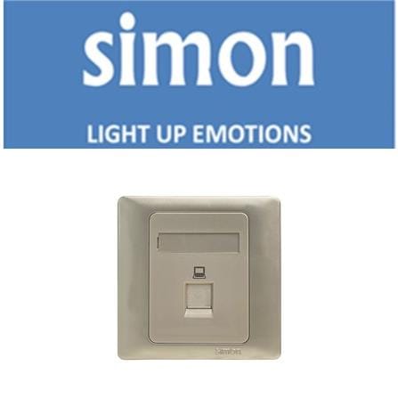 SIMON 1 GANG DATA CAT5E OUTLET RJ45 55218S CHAMPAGNE WALNUT