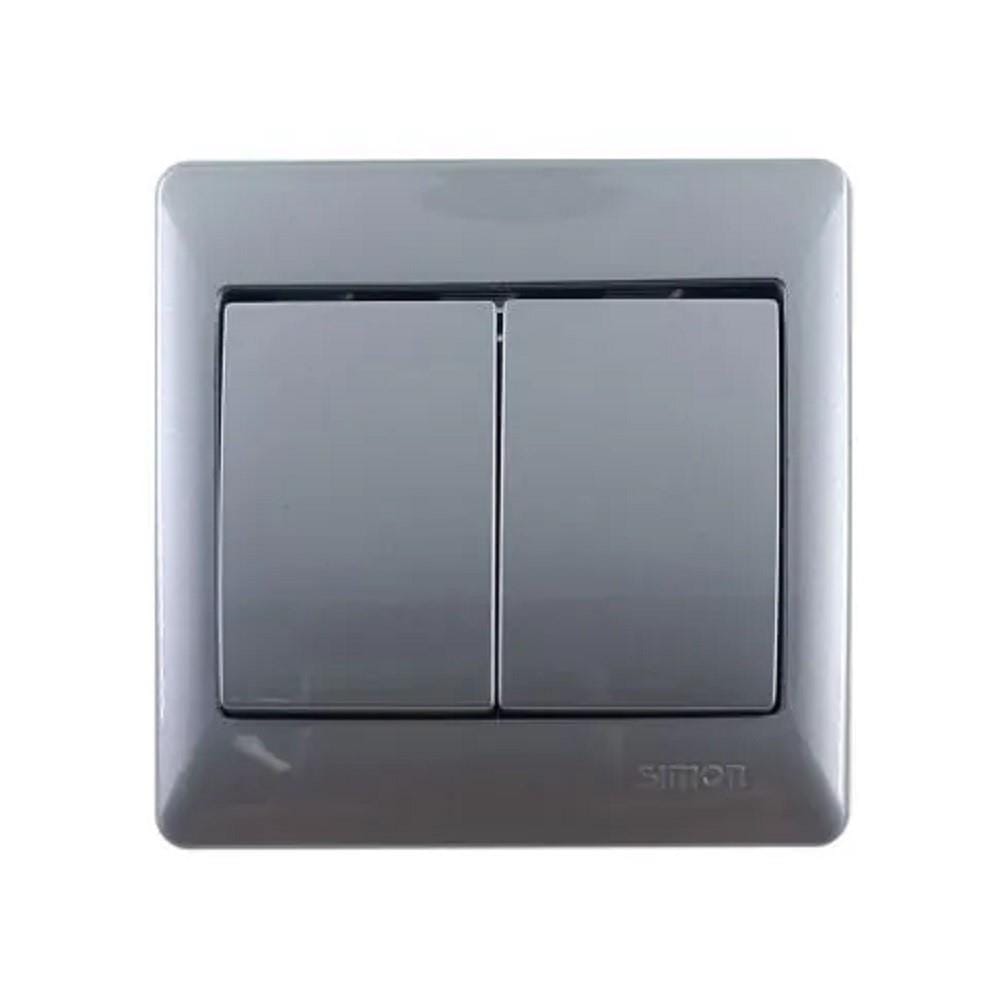 SIMON 10A 2GANG 2WAY SWITCH 51022B SILVER