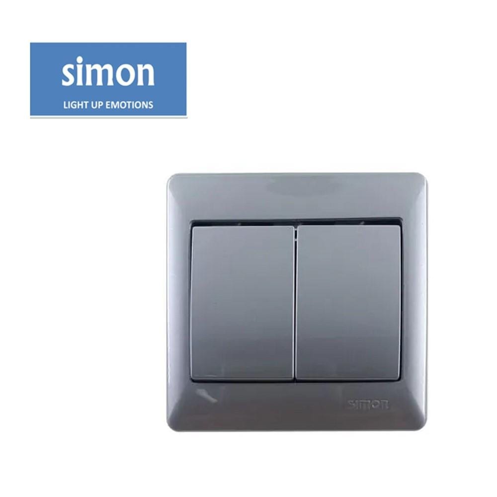 SIMON 10A 2GANG 2WAY SWITCH 51022B SILVER