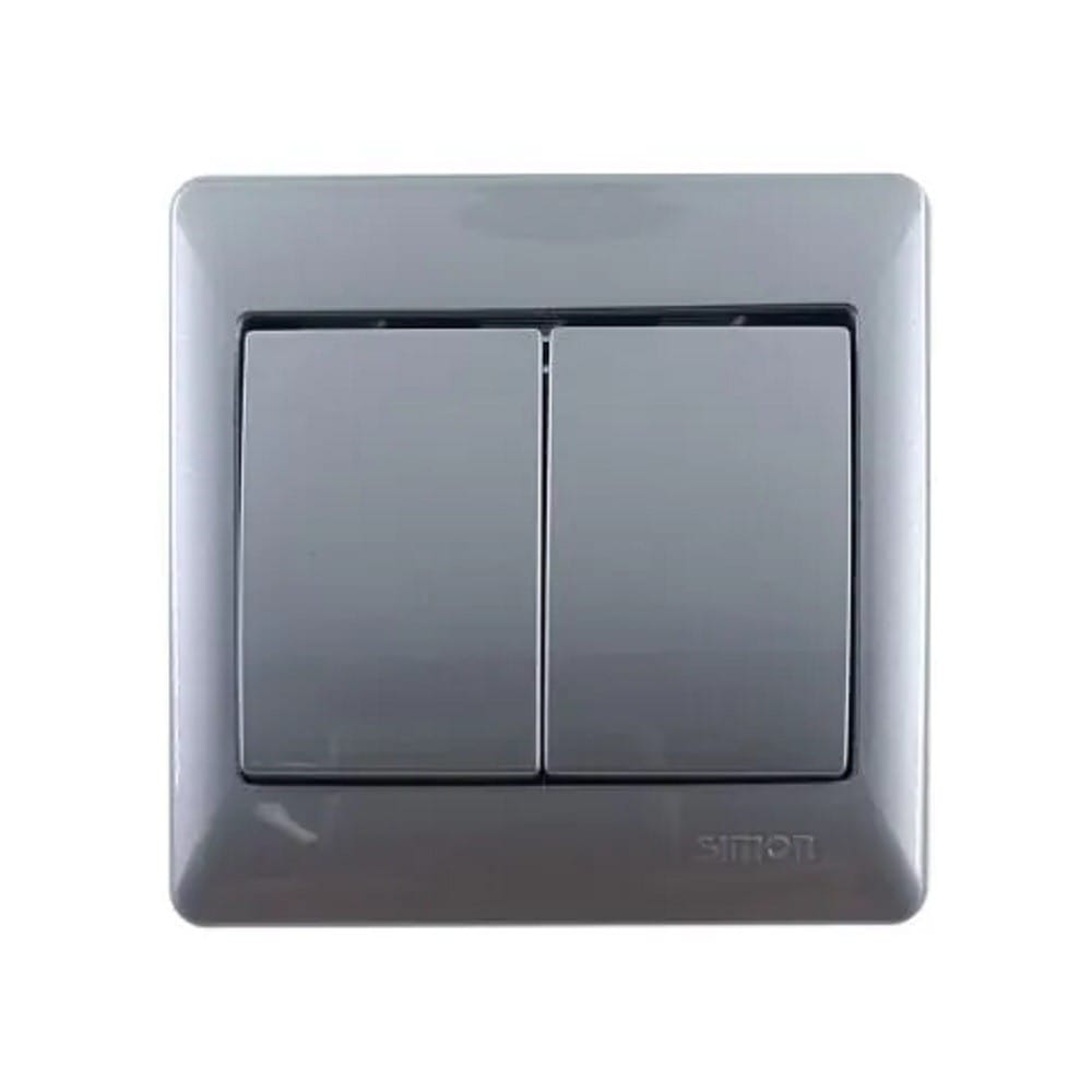 SIMON 10A 2GANG 2WAY SWITCH 51022B SILVER