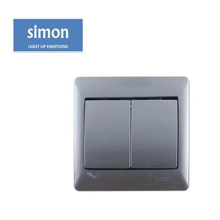 SIMON 10A 2GANG 2WAY SWITCH 51022B SILVER