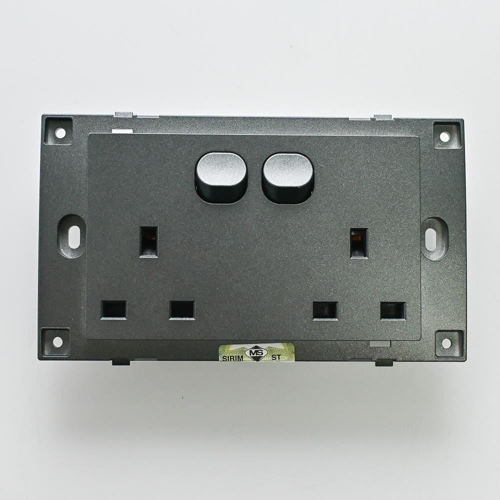 13A 2 GANG FLAT PIN SOCKET V45083 BK SIMON