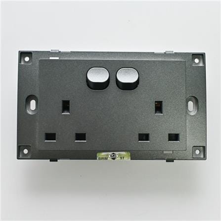 13A 2 GANG FLAT PIN SOCKET V45083 BK SIMON