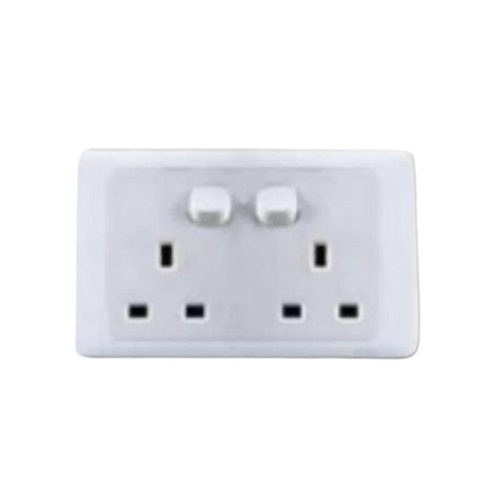 SIMON 13A 2 GANG FLAT PIN SOCKET V45083 WHITE