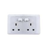 SIMON 13A 2 GANG FLAT PIN SOCKET V45083 WHITE