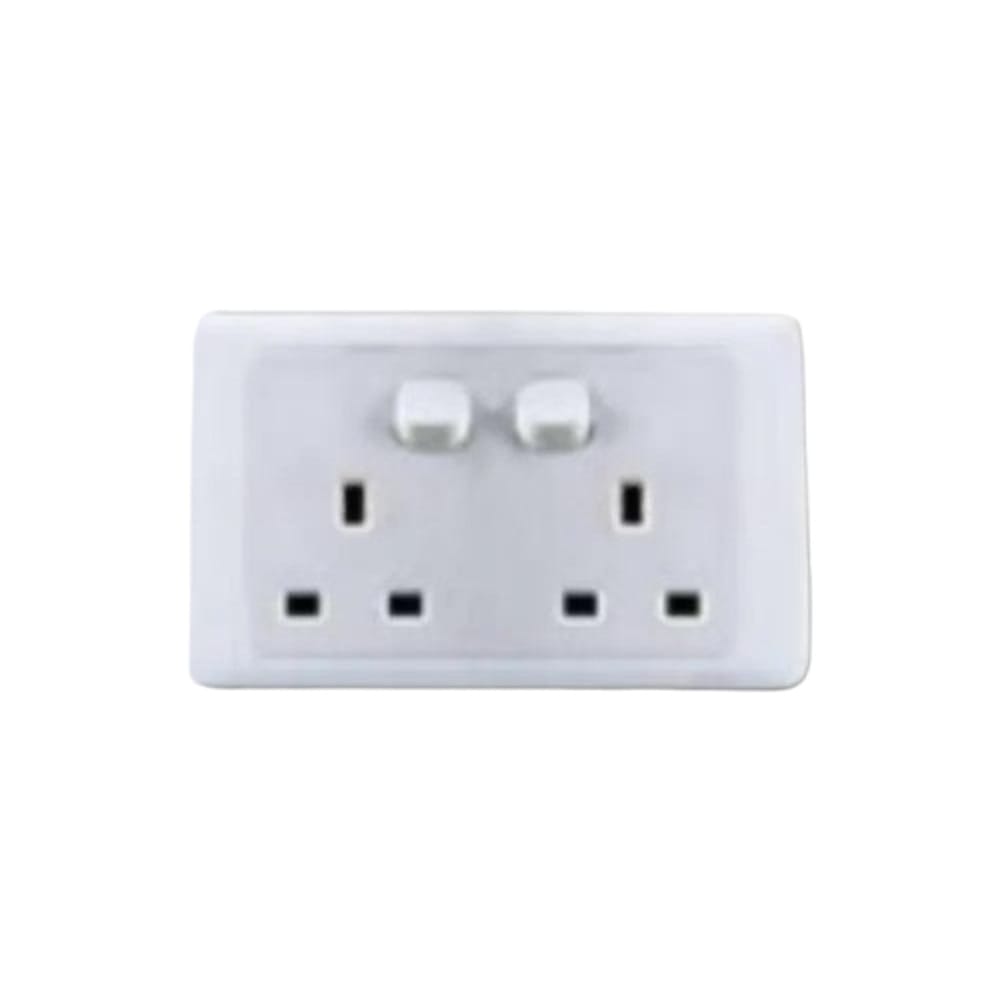 SIMON 13A 2 GANG FLAT PIN SOCKET V45083 WHITE