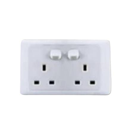 SIMON 13A 2 GANG FLAT PIN SOCKET V45083 WHITE
