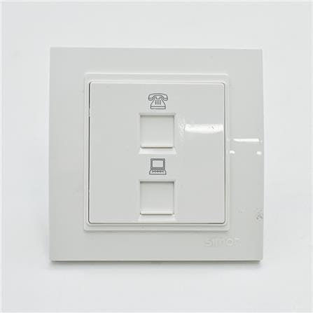2GANG TELEPHONE OUTLET (RJ11) + DATA OUTLET (RJ45) SIMON V59229S WHITE
