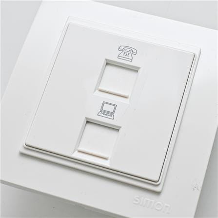 2GANG TELEPHONE OUTLET (RJ11) + DATA OUTLET (RJ45) SIMON V59229S WHITE