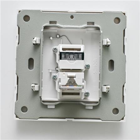 2GANG TELEPHONE OUTLET (RJ11) + DATA OUTLET (RJ45) SIMON V59229S WHITE