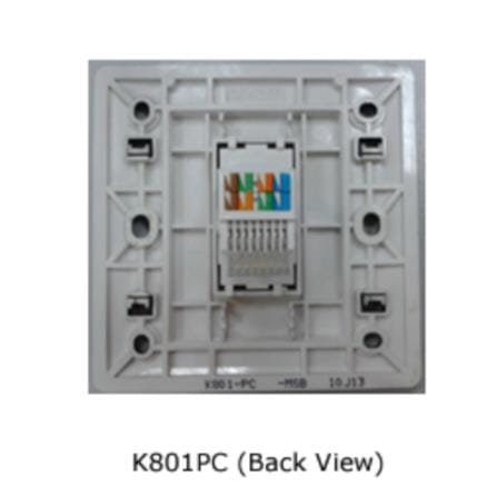 T&J 1 GANG DATA OUTLET RJ45/CAT5E K801-PC-WHITE