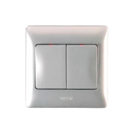 T&J 16A 2 GANG 1 WAY RETRACTIVE SWITCH K262-MSL (MATT SILVER)