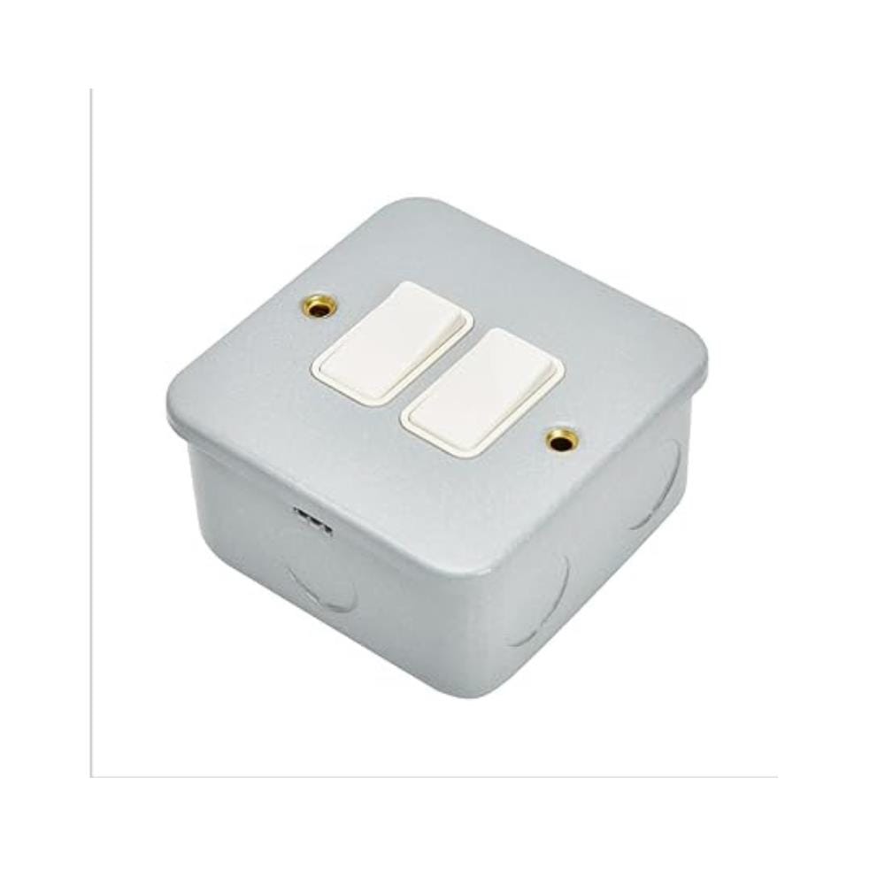 NNE 2GANG 2WAY METAL CLAD SWITCH 902/2 GREY
