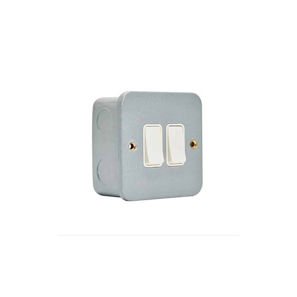 NNE 2GANG 2WAY METAL CLAD SWITCH 902/2 GREY