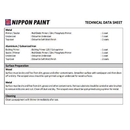 NIPPON PAINT ODOURLITE SOFT MATT 0.86L M BASE A ENAMEL PAINT