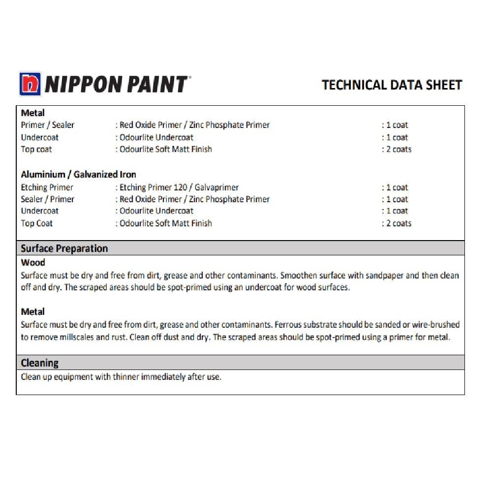 NIPPON PAINT ODURLITE SOFT MATT 4.50L M BASE D ENAMEL PAINT