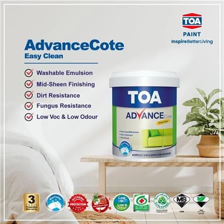 TOA ADVANCE COTE EASY CLEAN 5L SG BASE B INTERIOR PAINT
