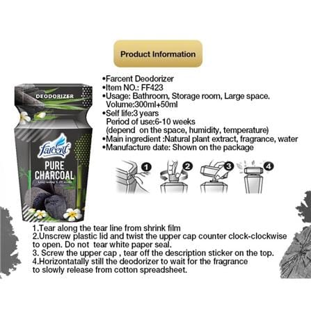 FARCENT DEODORIZER SCENT CHARCOAL LIQUID 300ML FREE 50ML