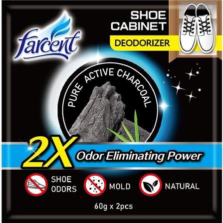 FARCENT SHOE CUPBOARD DEODORIZER CHARCOAL 2X60G
