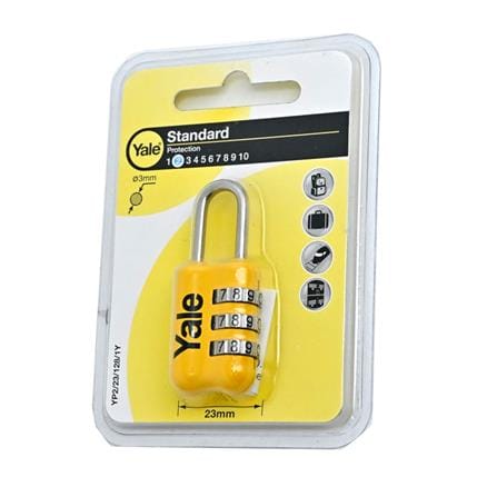 YALE 23MM COMBINATION PADLOCK 3-DIGIT YP2/23/128/1Y YELLOW