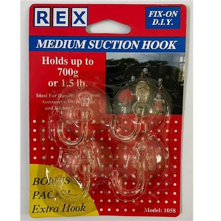 REX MEDIUM SUCTION HOOK 1058 CLEAR