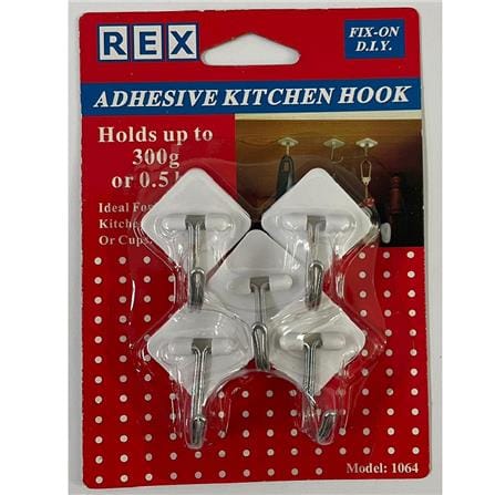 REX ADHESIVE KITCHEN HOOK 1064 WHITE