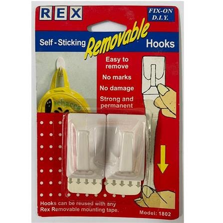 REX SELF-STICKING REMOVABLE HOOK 1802 WHITE